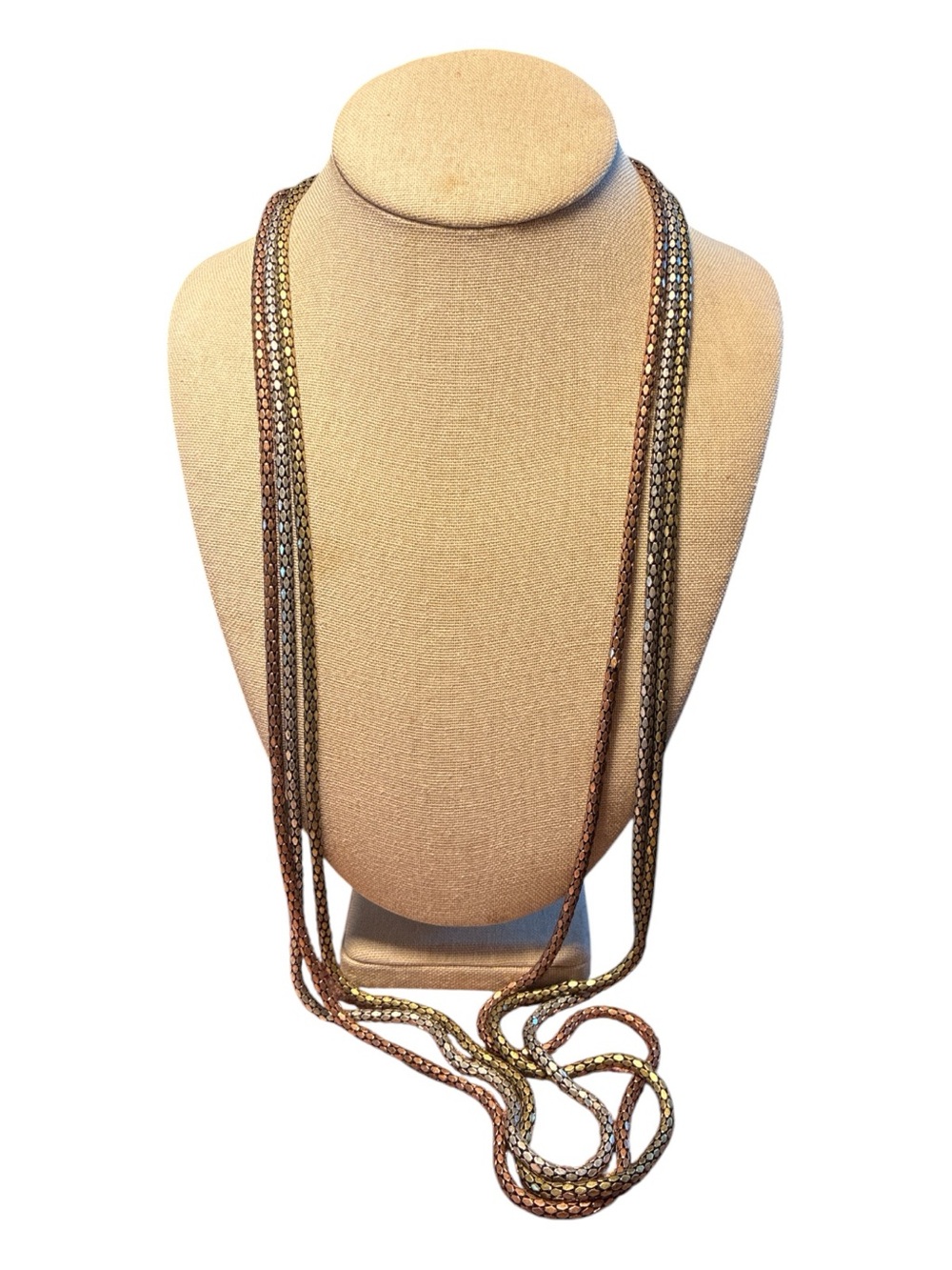 🔵 Multi-Strand Metallic Rope Necklace